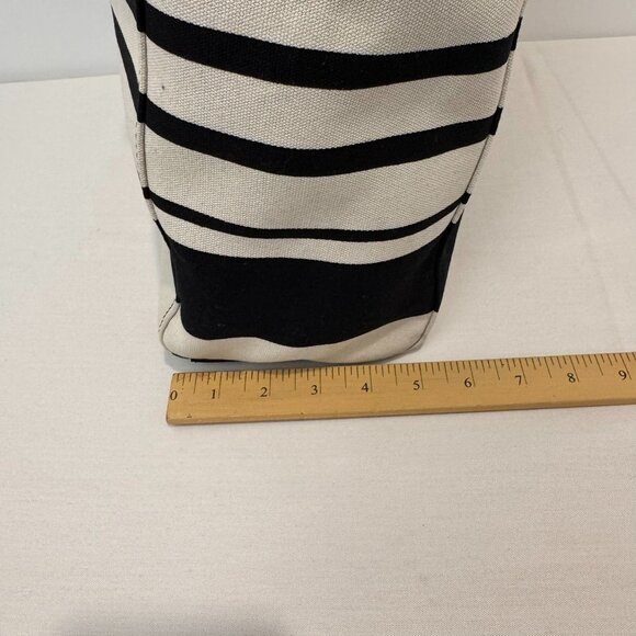 NWOT Kate Spade Black & White Striped Canvas Tote With Bow Accent new - Picture 7 of 10